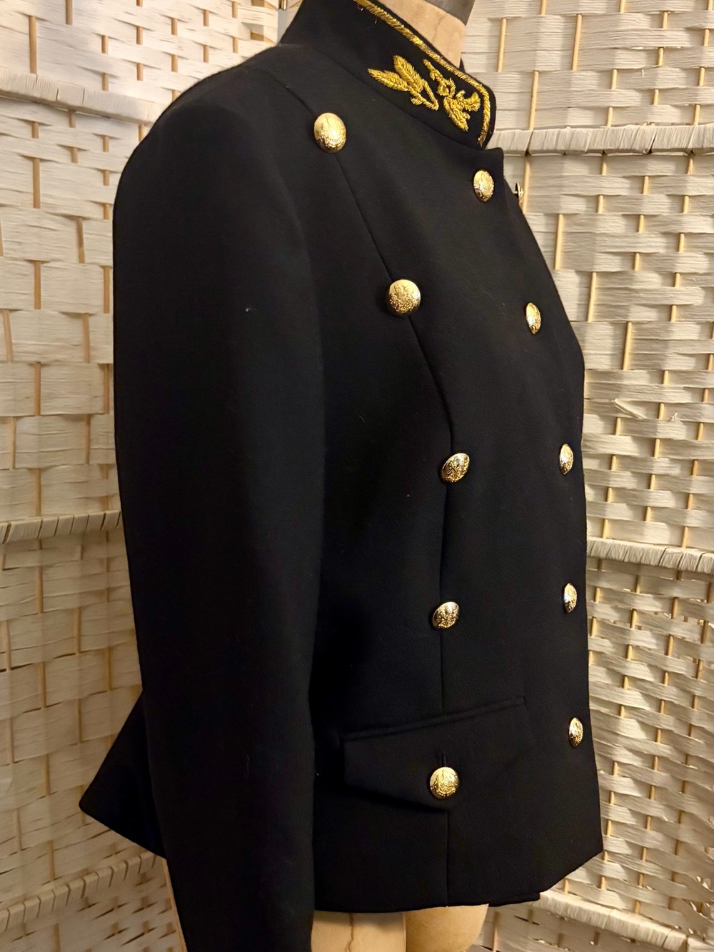 Vintage Ralph Lauren 100% Wool Military Peplum Gold Embossed Buttons, Embroidery - Picture 2 of 13